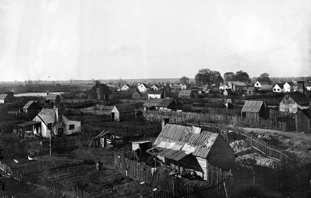 The "Grand Contraband Camp" at the war's end, December 1864. The "Grand Contraband Camp" at the war's end, December 1864.
