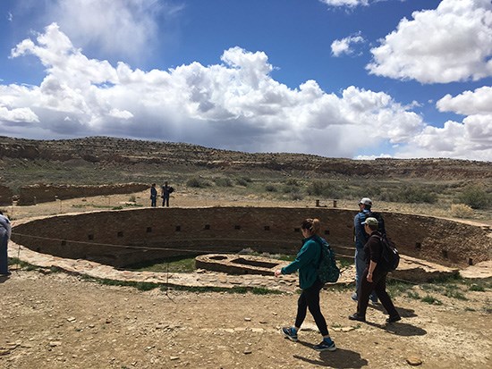 Visitors explore Chaco Culture Visitors explore Chaco Culture