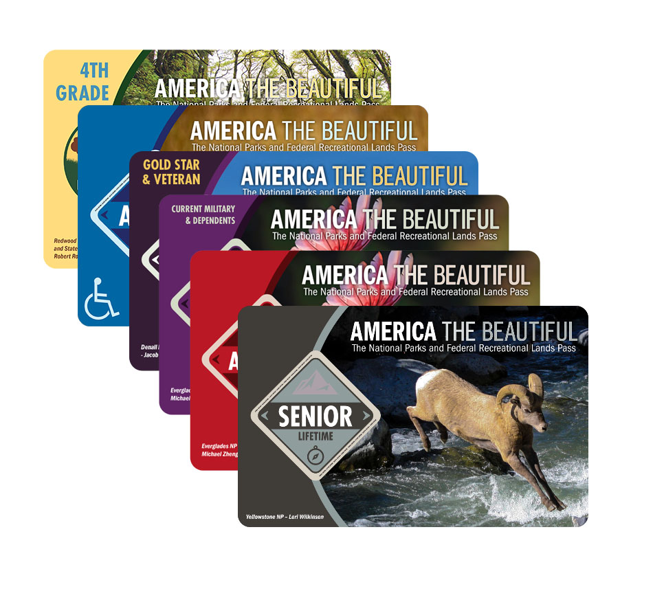 A stack of all six versions of the America the Beautiful Pass